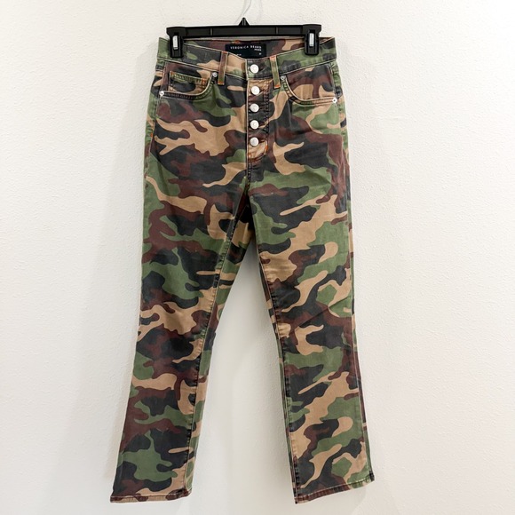 Veronica Beard Cotton Carly Kick Flare High Rise Jeans Camo Women's 27 - Picture 6 of 8